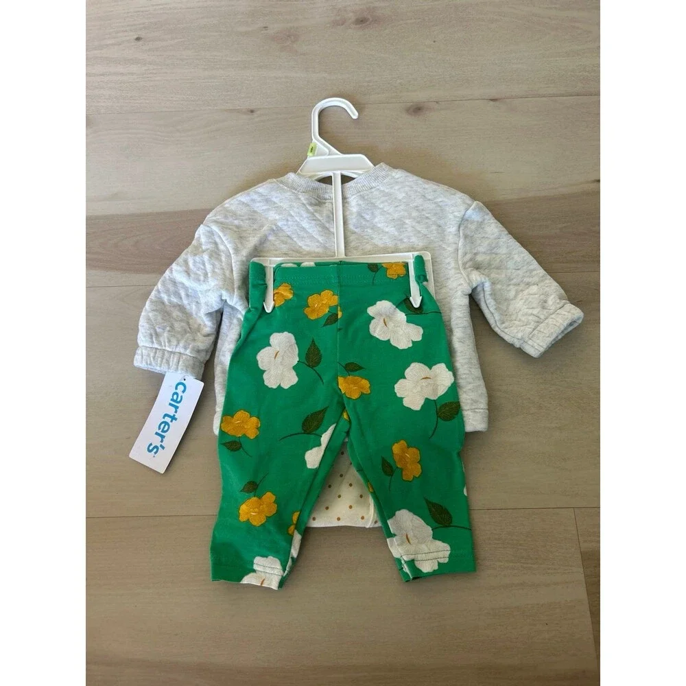 Carters Baby Girl 3 Piece Set Sz 3 M